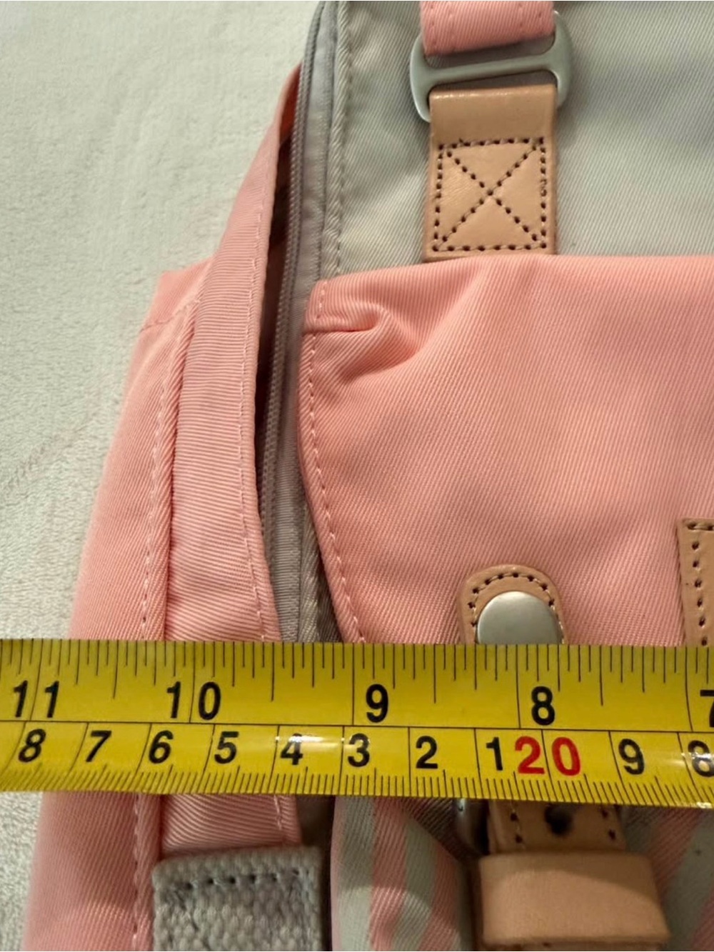 Doughnut Pink And Beige Mini Backpack With Adjustment Straps And Multi Pockets - Picture 5 of 5